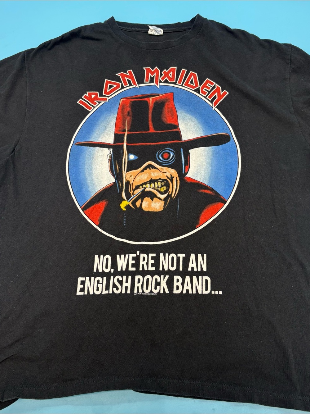 Iron Maiden "No, We're Not An English Rock Band" T-Shirt - Retro 1987 Black XXL